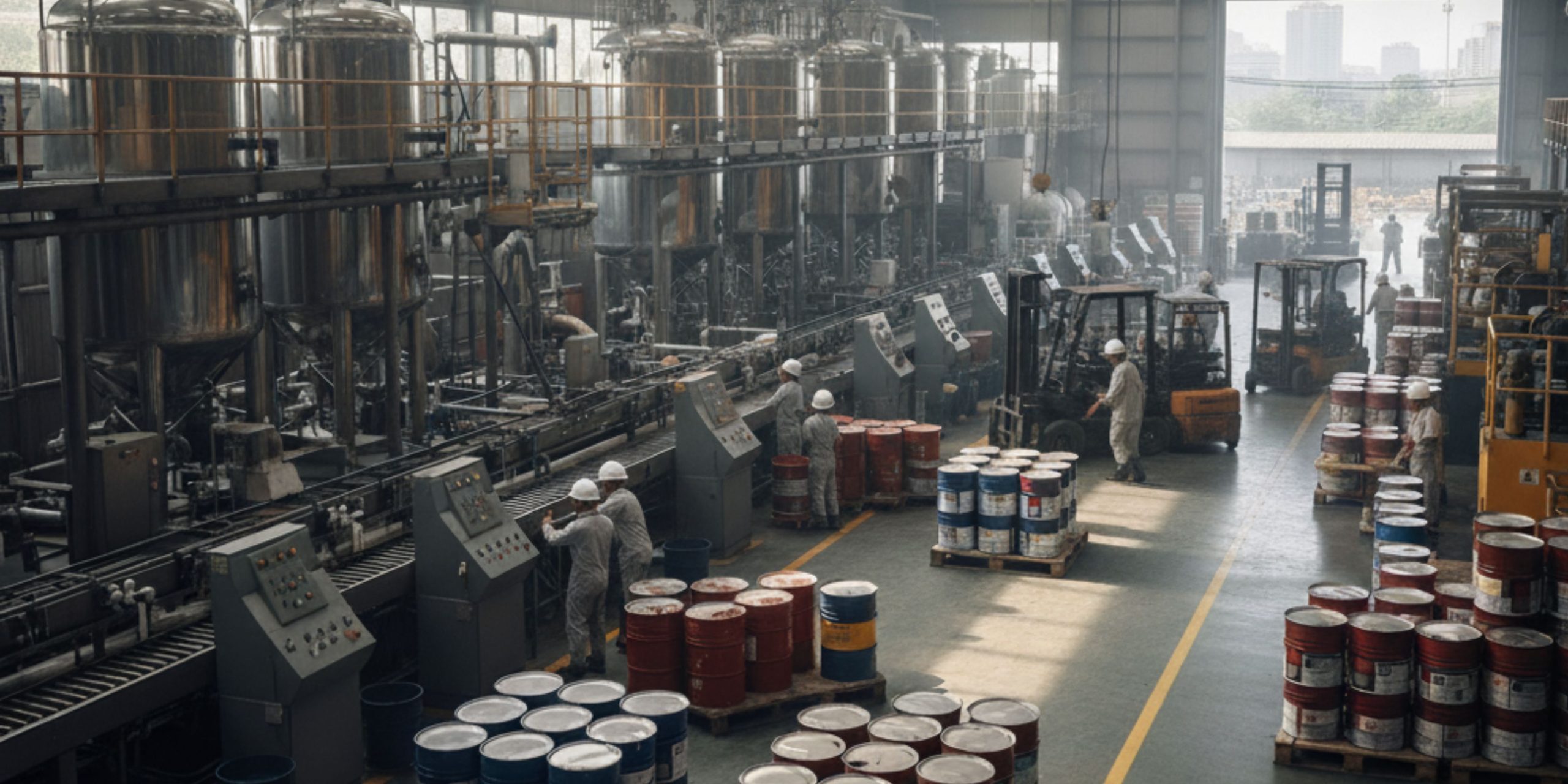 gambar didalam pabrik produsen cat industri