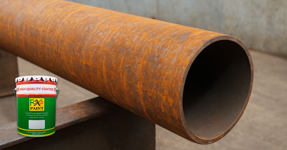 Permukaan pipa baja bersih siap dicat dengan cat dasar anti karat industri