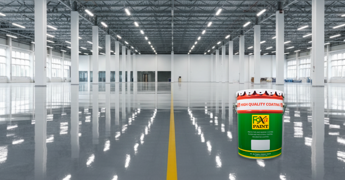 Hasil lantai epoxy di Jakarta tampak mulus, mengkilap, dan kuat setelah aplikasi hardener epoxy berkualitas