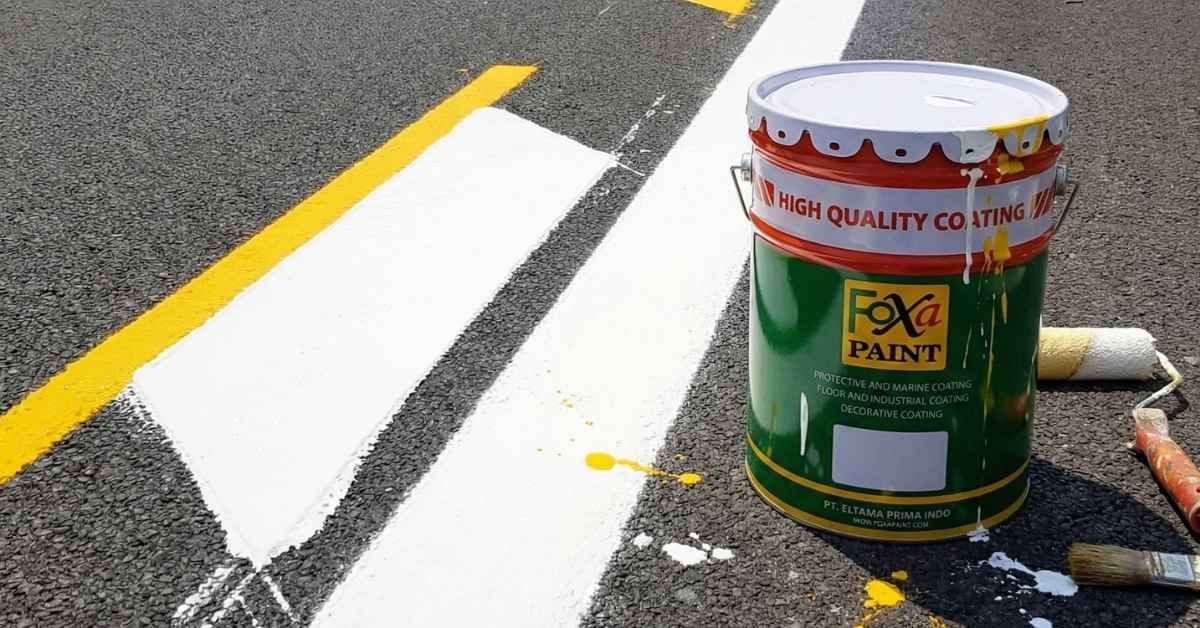 Jual cat marka jalan thermoplastic Eltama Prima Indo untuk garis parkir dan zebra cross tahan lama