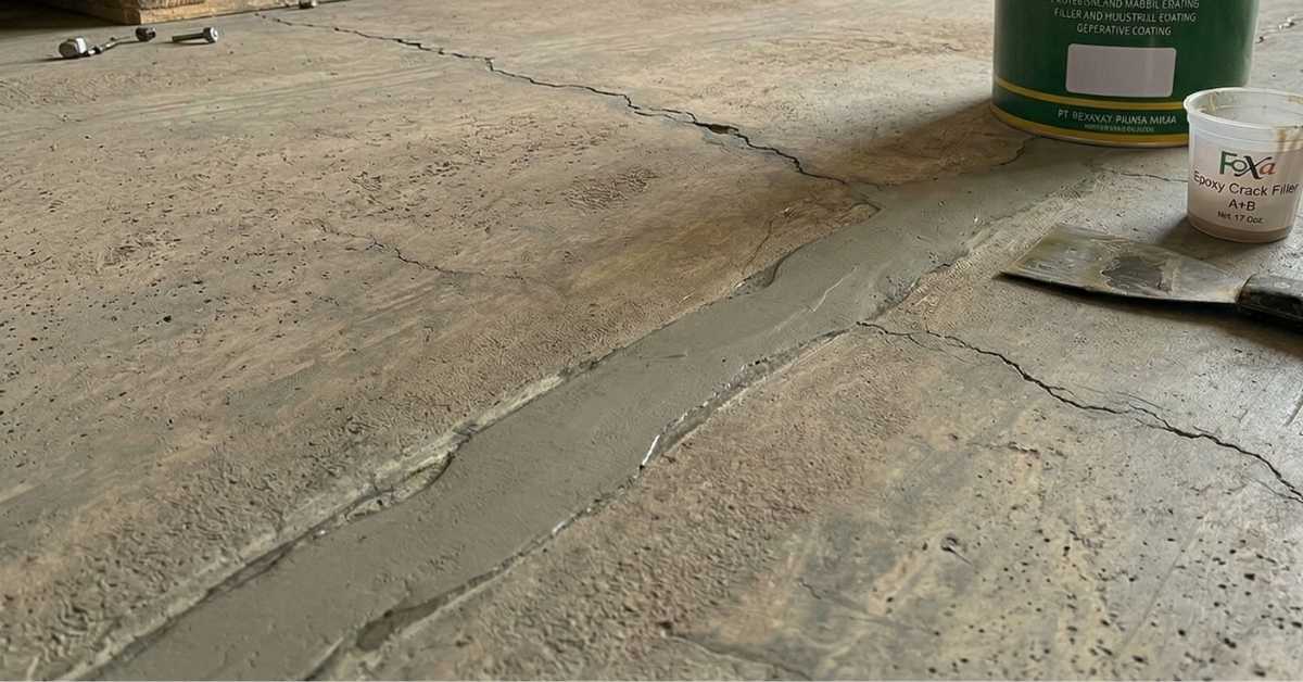 Tekstur semen epoxy Foxapaint untuk perbaikan retak lantai beton sebelum coating